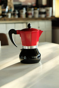 Moka Pot 6 Cup | Kırmızı-Siyah - Coffee Gutta - The Route Of Coffee