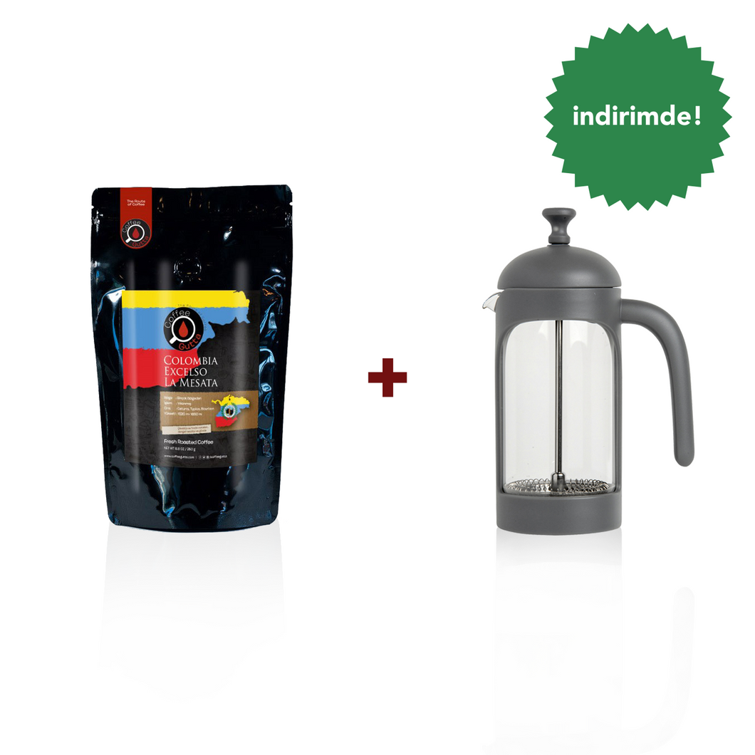 Colombia Excelso + French Press Seti - Coffee Gutta - The Route Of Coffee